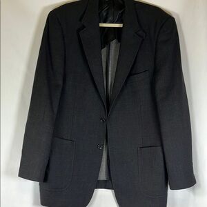 Roundtree & Yorke 100% Pure Wool Blazer Charcoal Gray Unstructured Sport Coat
